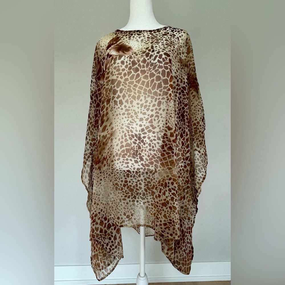 Women's Cover Up Beach Chiffon Leopard Cheetah Print Size 3X